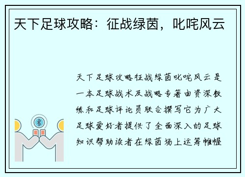 天下足球攻略：征战绿茵，叱咤风云